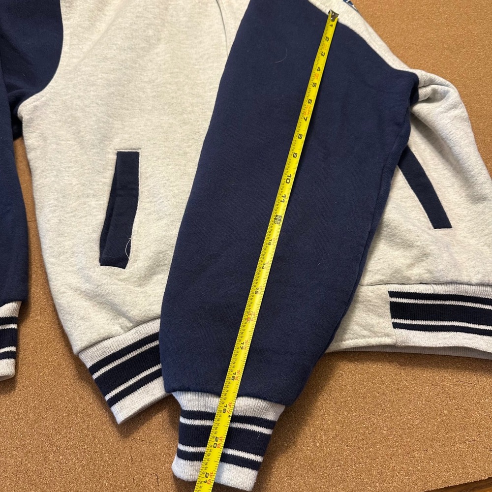 Fruit of the Loom USA Varsity Jacket Adult M Gray Navy Supercotton Bomber VTG - Picture 8 of 9